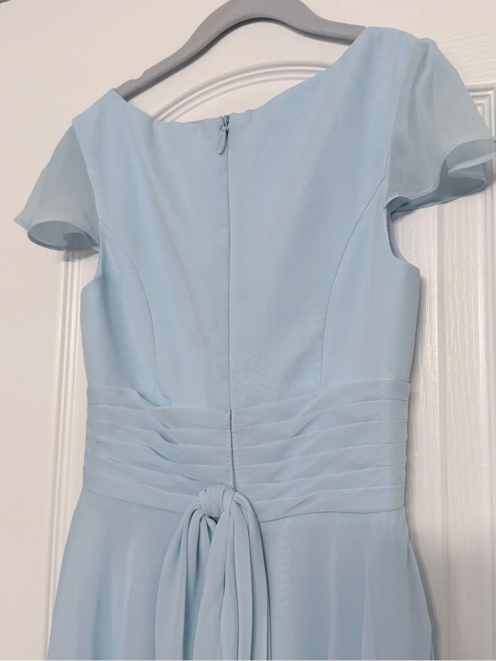 Azazie Sky Blue Chiffon Dress Youth 6 -Worn Once- Wedding Junior Bridesmaid